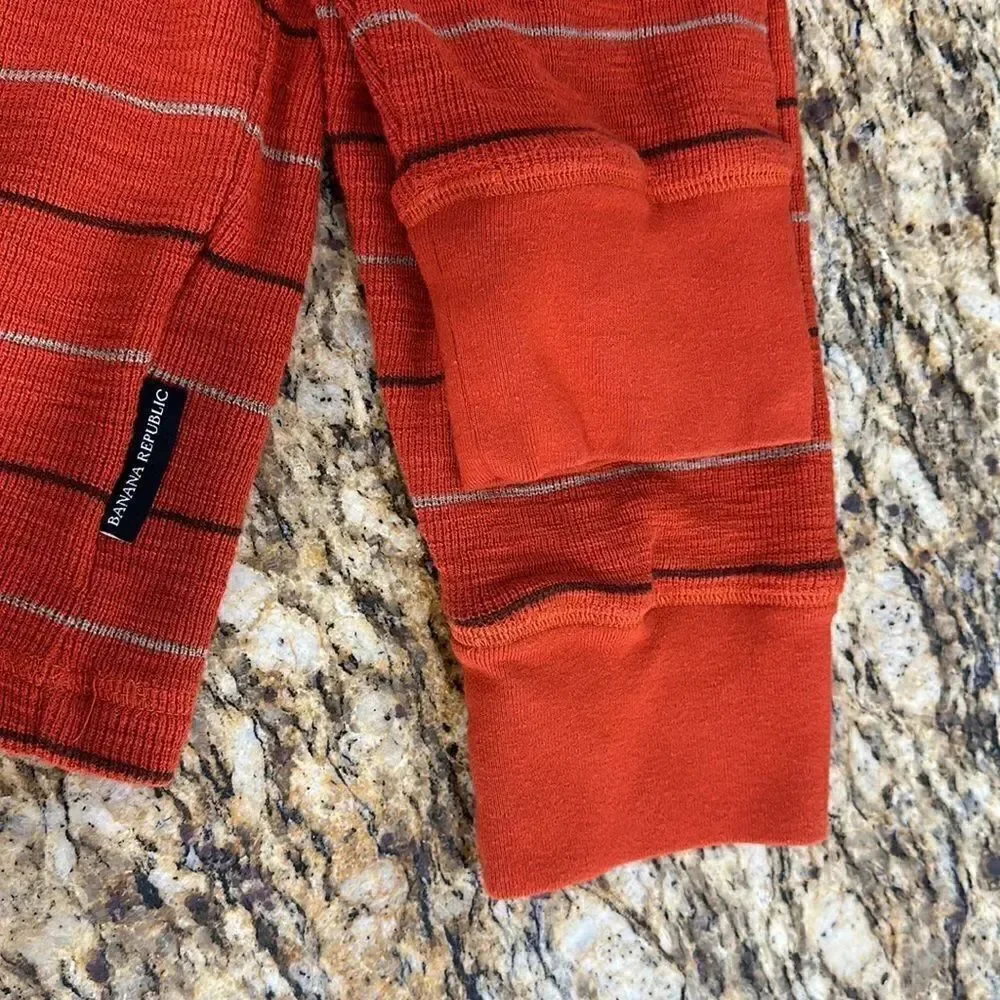 ❤️Last Chance Banana Republic Cotton Orange Striped Long Sleeve Shirt Size XXL